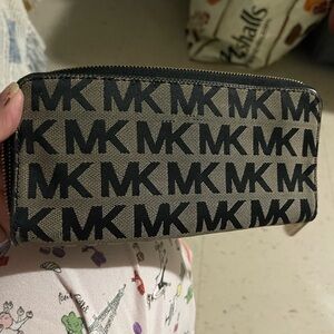 Michael Kors Black and Gold Zip-Around Wallet